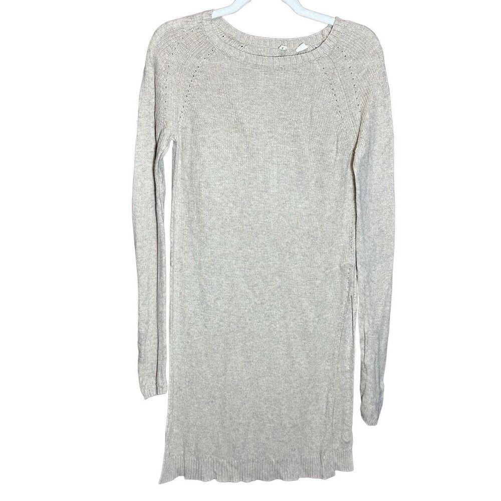 Anthropologie Moth Side Split Tunic Pasadena Sweater dress cashmere blend oatmea